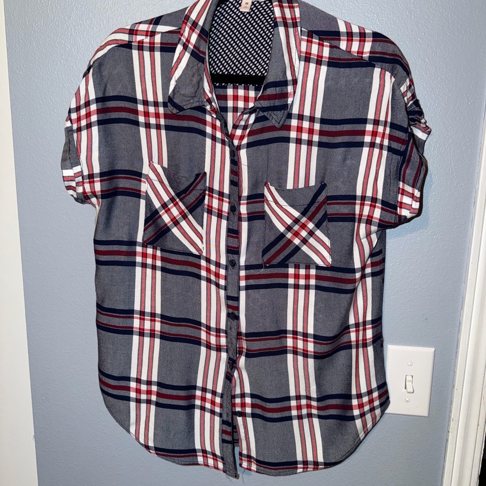 Como Vintage Red and Blue Plaid Button Down Shirt